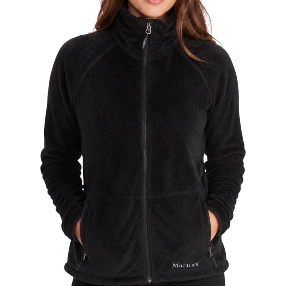 Marmot Ski Jacket Fleece Mid Layer Full Zip Pockets High Neck Black Medium